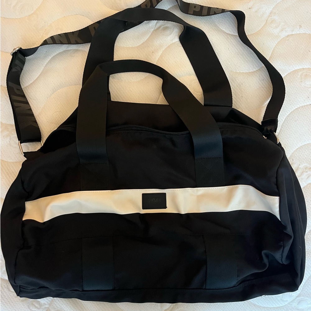 Pink duffel bag